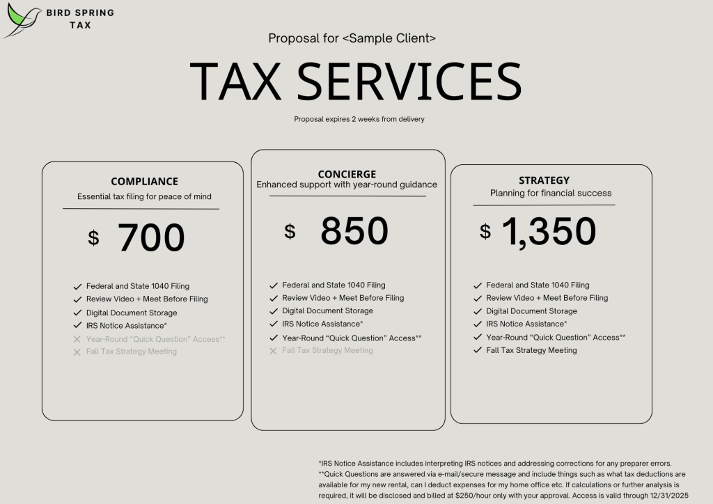 Tax Only Proposal Default